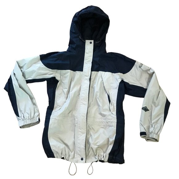 Columbia Med Womens Packable Storm-Dry Waterproof Breathable Jacket Beige Black - Picture 1 of 16